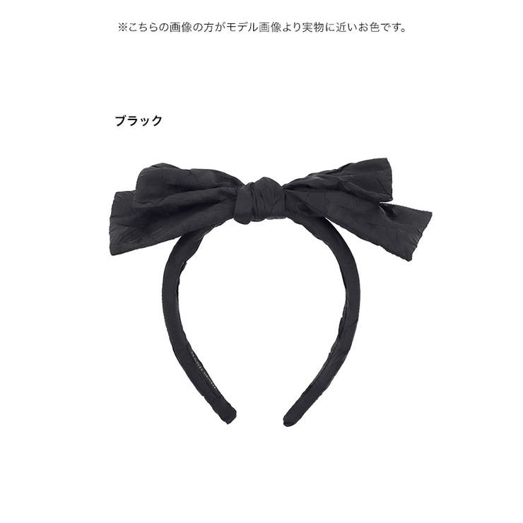 くしゅっとワッシャー加工ビッグリボンカチューシャヘアアクセサリーカジュアルキャバアクセブラックTikaティカ