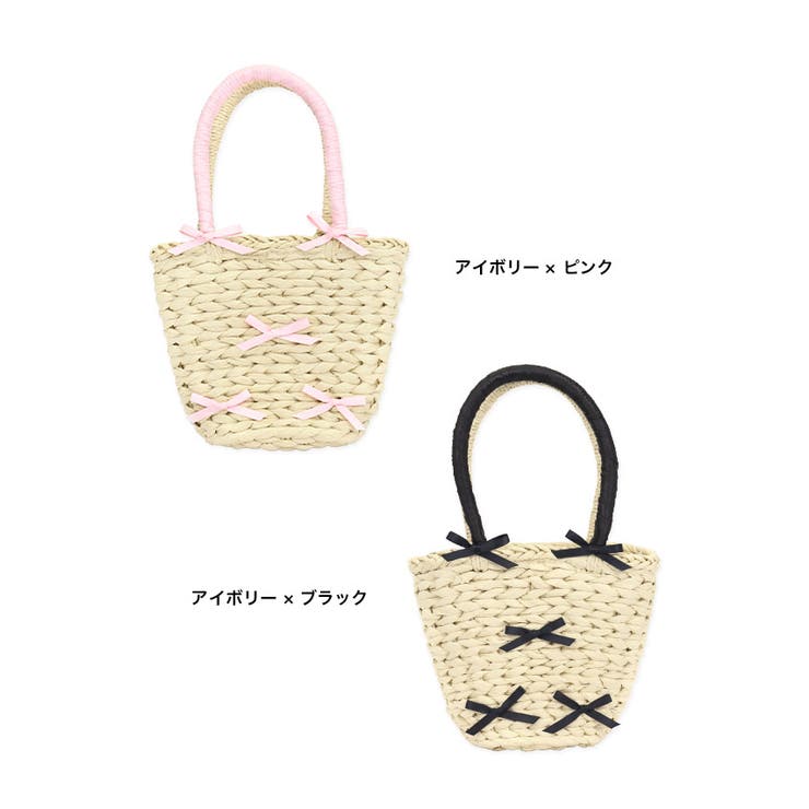 ポイントリボンデザインかごバッグ 巾着バッグ ハンドバッグ | Tika | 詳細画像2 