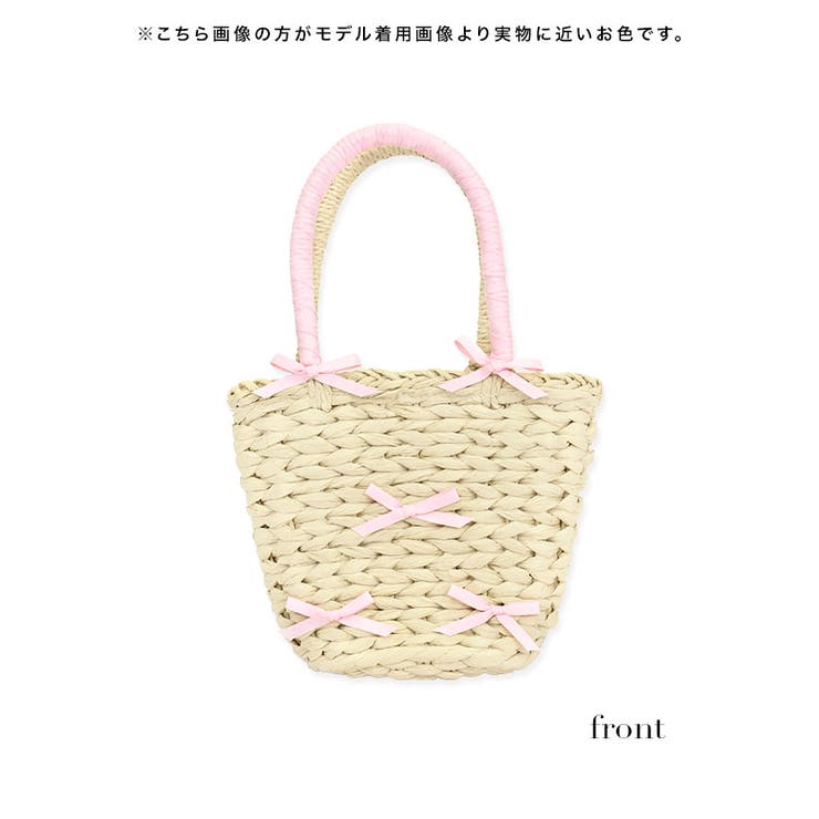ポイントリボンデザインかごバッグ 巾着バッグ ハンドバッグ | Tika | 詳細画像3 