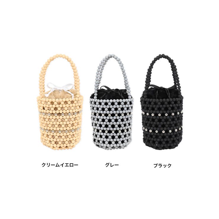 ビジュー×メタルボールラウンド巾着ミニバッグ浴衣バッグ浴衣小物ハンドバッグ巾着バッグブラックグレークリームイエローTikaティカ