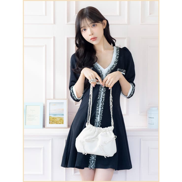 チェーンレザーハンドルガーリーリボンミニバッグ 韓国バッグ ショルダーバッグ | Tika | 詳細画像2 