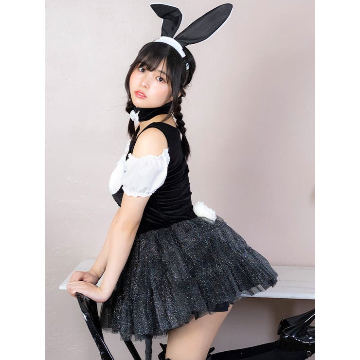 ボリュームチュールスカートウェイトレス風バニーガールコスチューム