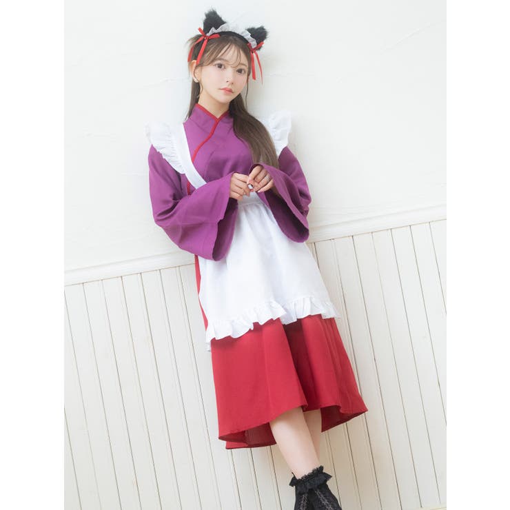 猫耳メイド風コスプレ3点セット ワンピース×エプロン×カチューシャ ハロウィンコ… | Tika | 詳細画像4 