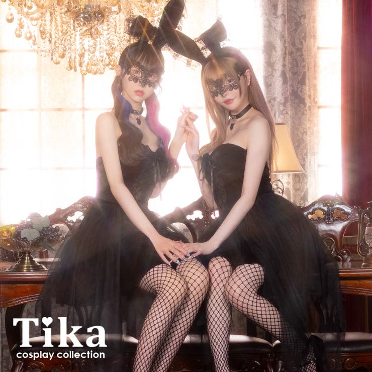シアーレースワンピ×うさ耳5点セット ハロウィンコスプレ セクシーコスプレ | Tika | 詳細画像1 