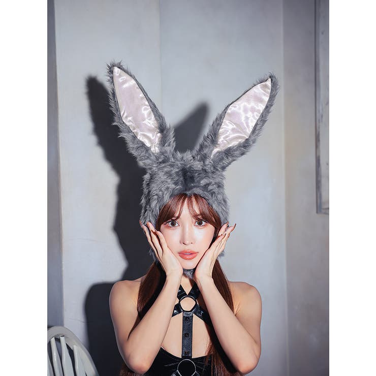 うさぎ バニー うさ耳 かぶりもの コスプレ ハロウィン グレー