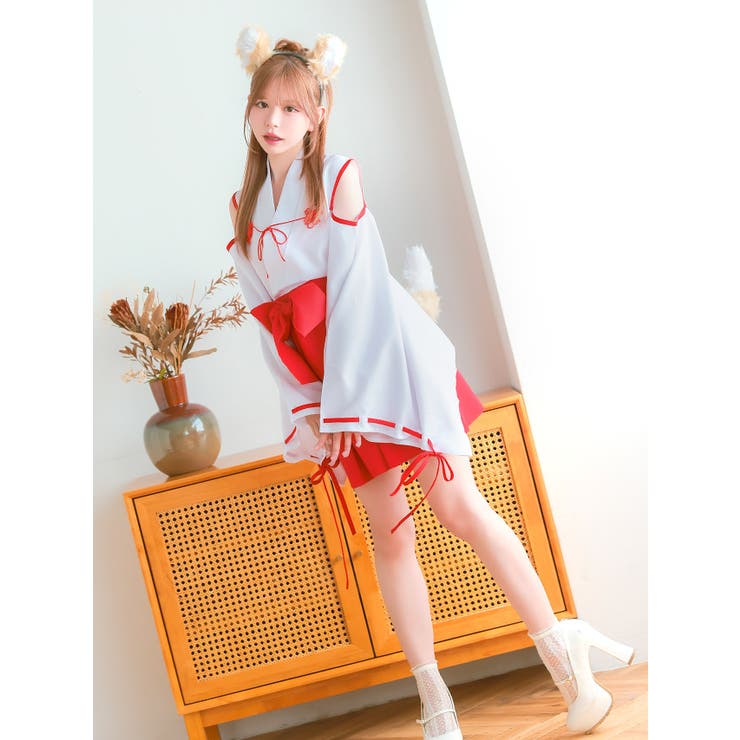 オープンショルダーフォックスガール巫女コスチューム ハロウィンコスプレ ガーリー… | Tika | 詳細画像2 