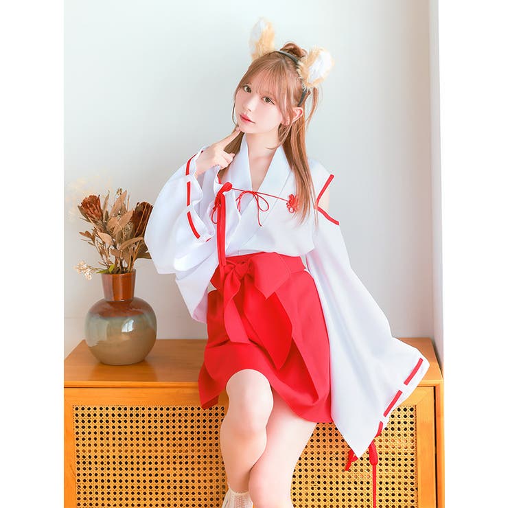 オープンショルダーフォックスガール巫女コスチューム ハロウィンコスプレ ガーリー… | Tika | 詳細画像4 
