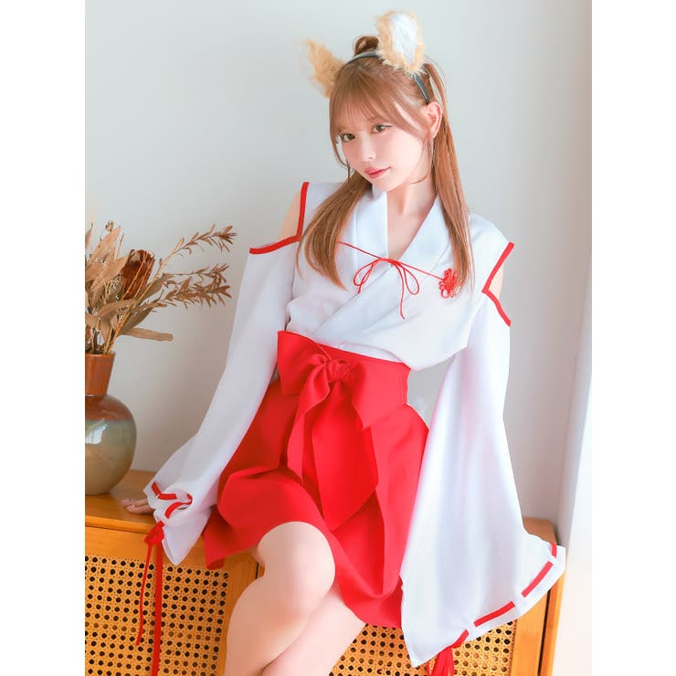 オープンショルダーフォックスガール巫女コスチューム ハロウィンコスプレ ガーリー… | Tika | 詳細画像6 