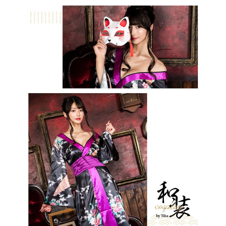 オープンバック花魁風コスチューム ハロウィンコスプレ セクシー