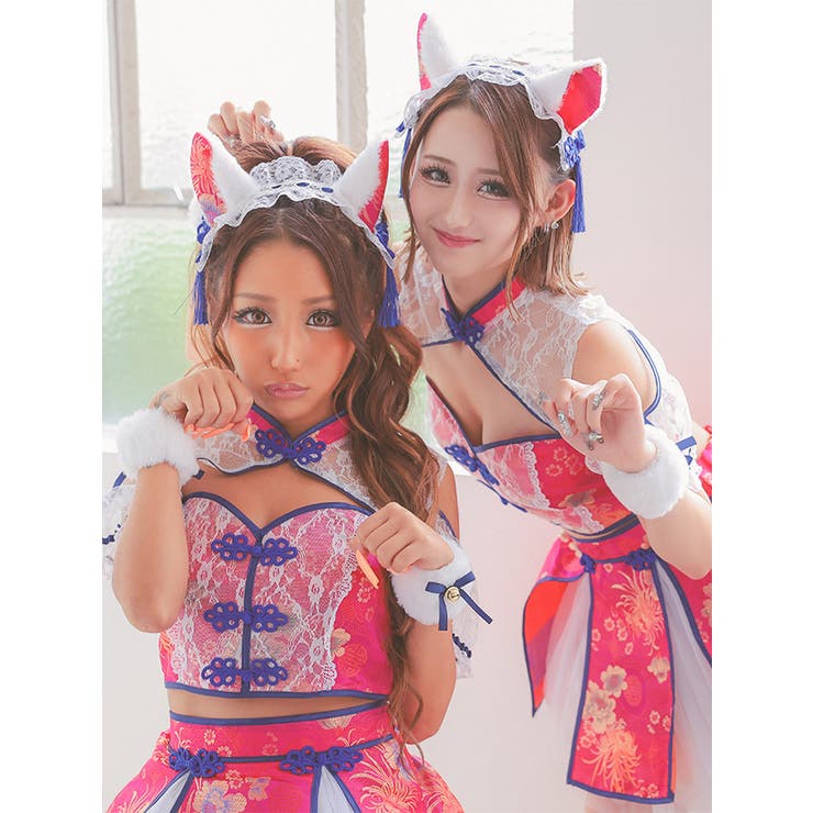 ハートカットトップオープンショルダーレースチャイナドレス