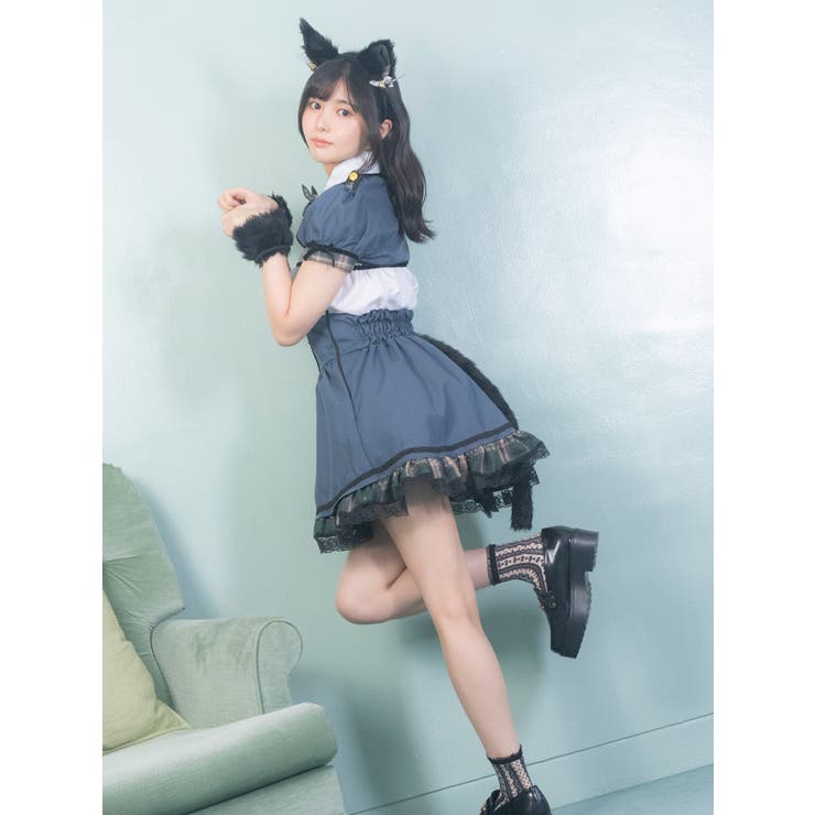Tika ティカ サイドシースルー ふわふわキャットガール スクールアイドル風キャットガールメイドコスチューム