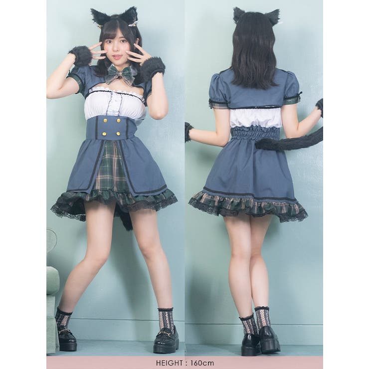 Tika ティカ サイドシースルー ふわふわキャットガール スクールアイドル風キャットガールメイドコスチューム