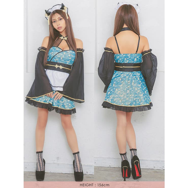 メッシュデコルテバストカット和テイスト鬼コスチューム ハロウィンコスプレ[品番：XK000013052]｜Tika（ティカ ）のレディースファッション通販｜SHOPLIST（ショップリスト）