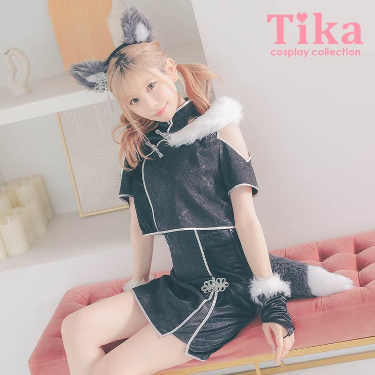 オープンショルダーチャイナドレス×ウルフガールコスチューム ハロウィンコスプレ | Tika | 詳細画像1 