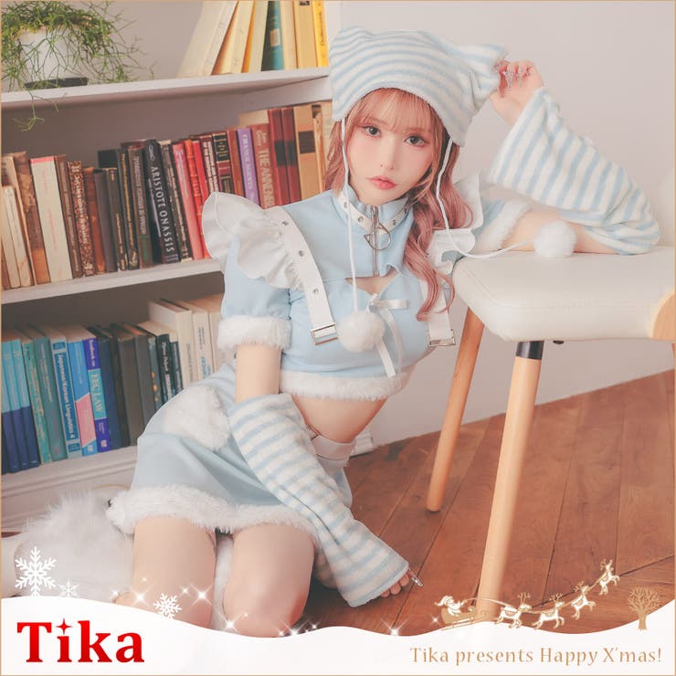 ハートバストカットストライプキャットガールコスチューム コスプレ 袖あり | Tika | 詳細画像1 