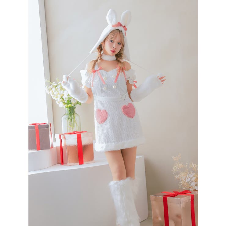 ハートリボン×ホワイトバニーガールコスチューム コスプレ 袖あり[品番：XK000013180]｜Tika（ティカ ）のレディースファッション通販｜SHOPLIST（ショップリスト）