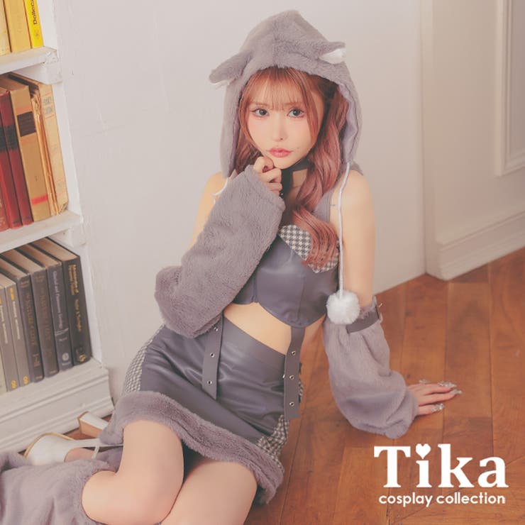 チェック×レザーふわもこウルフガールコスチューム ハロウィンコスプレ | Tika | 詳細画像1 