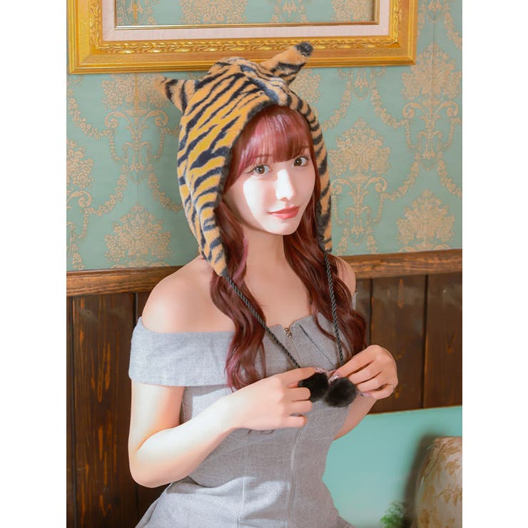 Tika 鬼モチーフ虎柄フェイクファー帽子 ハロウィンコスプレ | Tika | 詳細画像2 