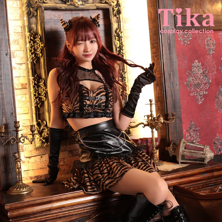 Tika 鬼モチーフ虎柄レザーセットアップ ハロウィンコスプレ | Tika | 詳細画像1 