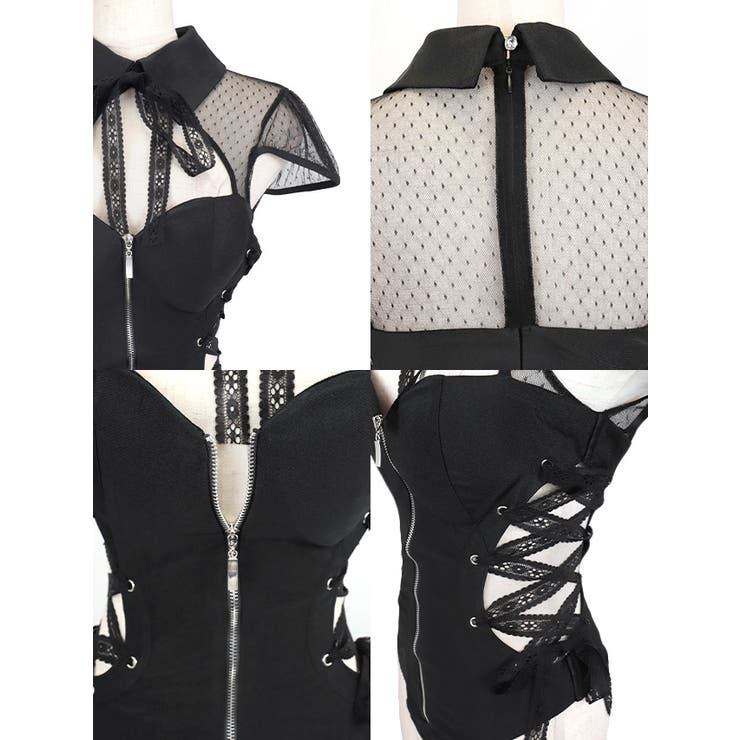 ドットシアー×サイドレースアップハイレグバニーガールコスチューム ハロウィンコス… | Tika | 詳細画像12 