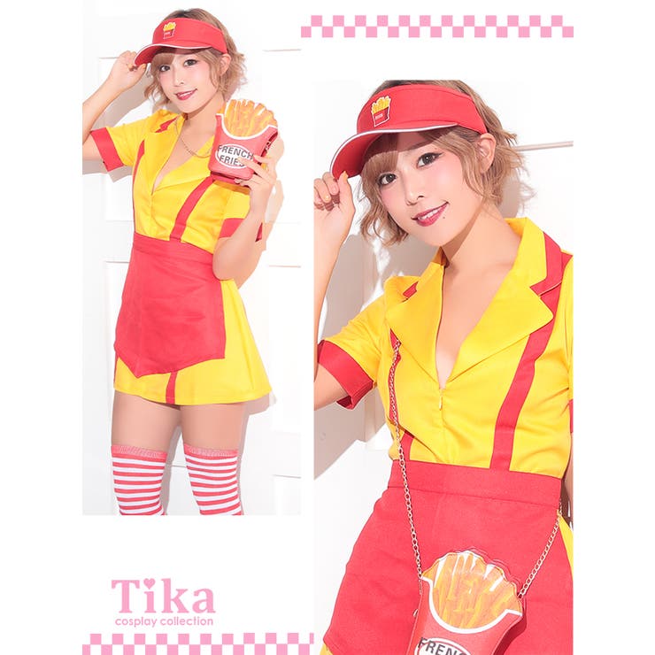 ユニークアメリカンジャンクフードショップコスチューム ハロウィンコスプレ ガーリ… | Tika | 詳細画像3 