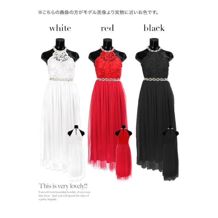 シフォン×レースアメリカンスリーブロングドレス ハイネック ウエストマーク | Tika | 詳細画像10 