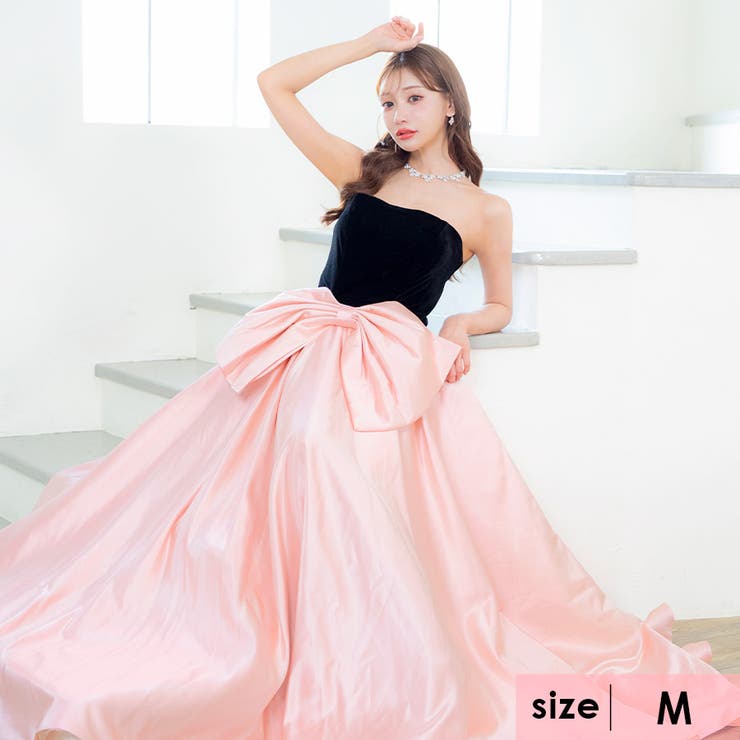 Aラインビッグリボンウエストマークベアロングドレス イベントドレス ガーリードレ… | Tika | 詳細画像1 