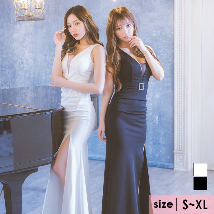 シースルーバストカットサイハイウエストマークスリットロングドレス  セクシードレス[品番：XK000012732]｜Tika（ティカ）のレディースファッション通販｜SHOPLIST（ショップリスト）