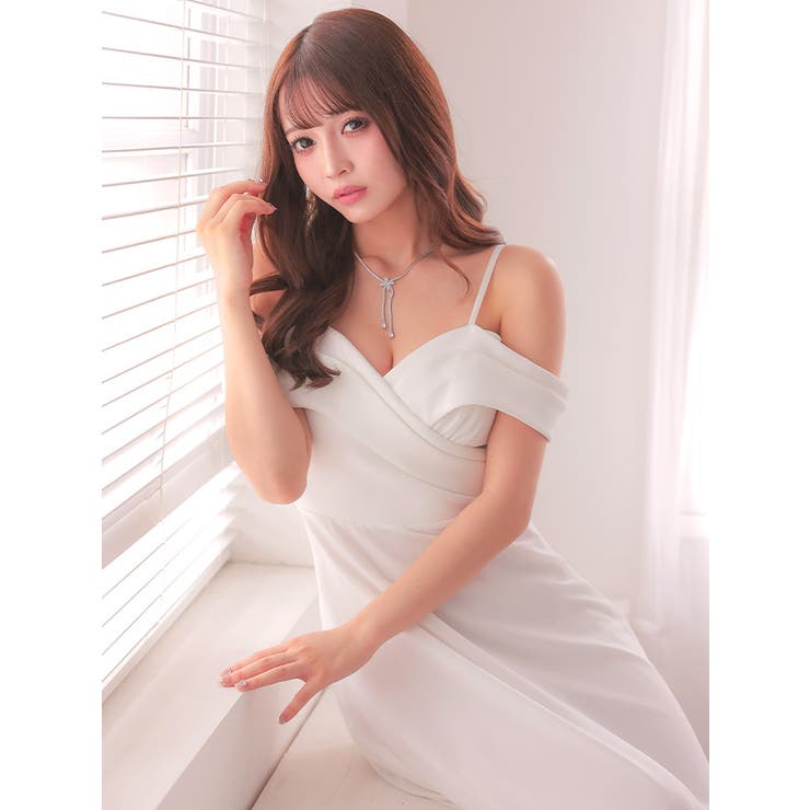 クロスコード×オフショルダータイトロングドレス セクシードレス 袖なし | Tika | 詳細画像3 