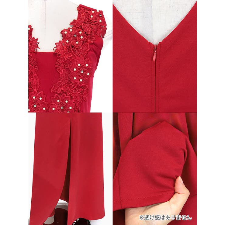 立体フラワーレース×Vネックマーメイドラインタイトロングドレス セクシードレス | Tika | 詳細画像8 