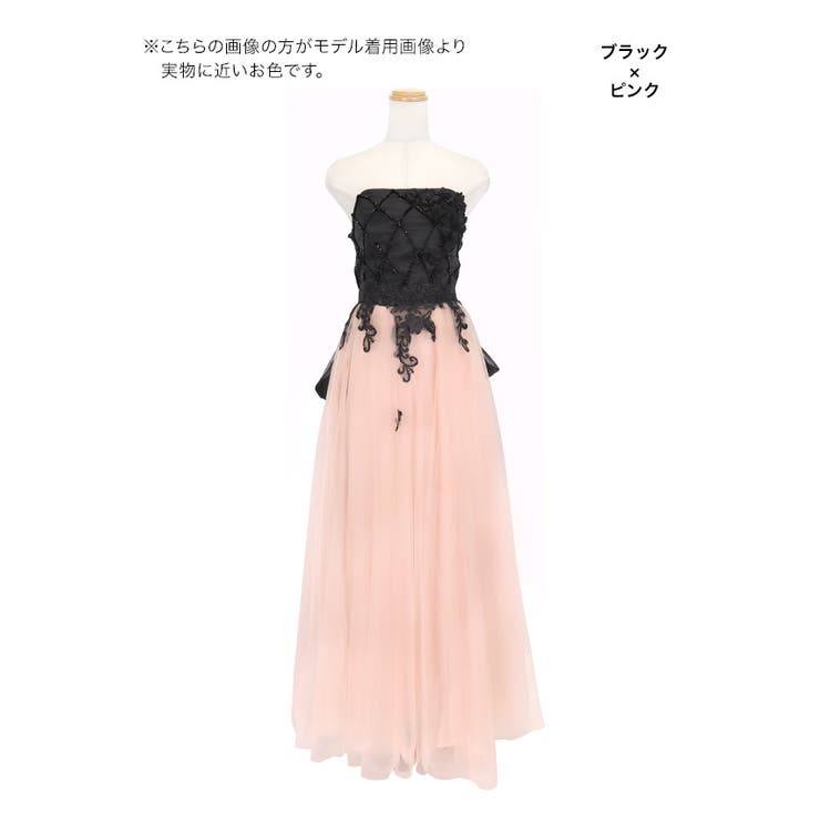 Tika キャバドレス 取り外し可能ビッグリボンフラワー刺繍チュールロングドレス | Tika | 詳細画像8 