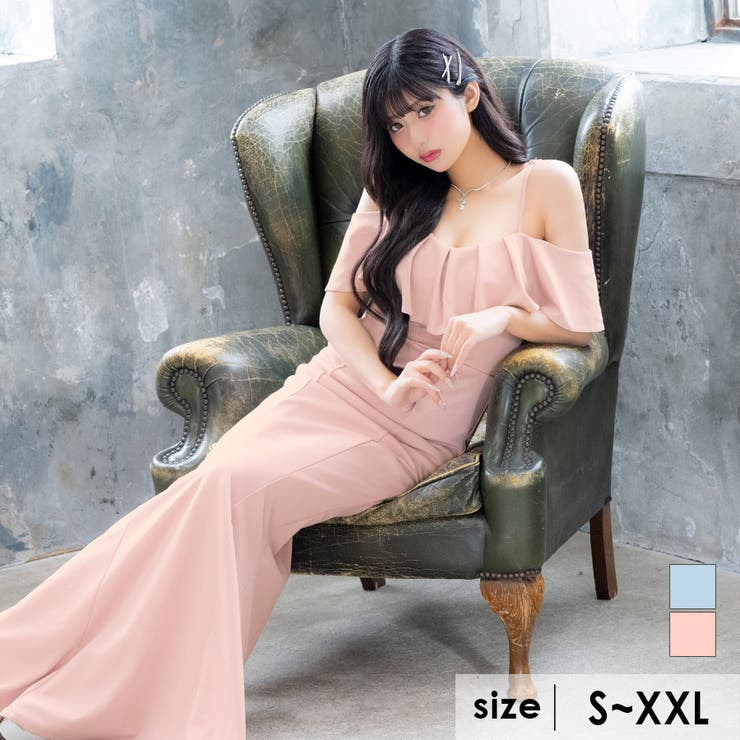 ダスティピンク | Tika オフショルフリルマーメイドロングドレス セクシードレス | Tika