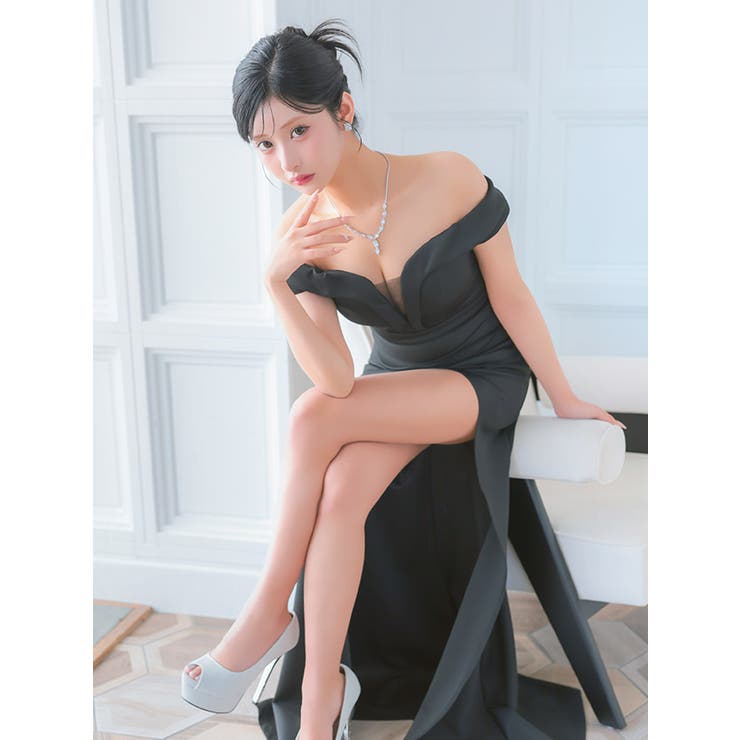 Tika キャバドレス オフショルカシュクール風深スリットロングドレス | Tika | 詳細画像13 