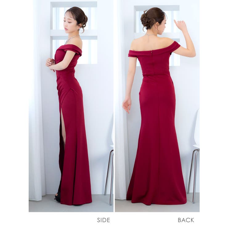 早いもの勝ち⭐︎Glossy⭐︎ロングドレス バストカットシアーオフショルラップタイトロングドレス