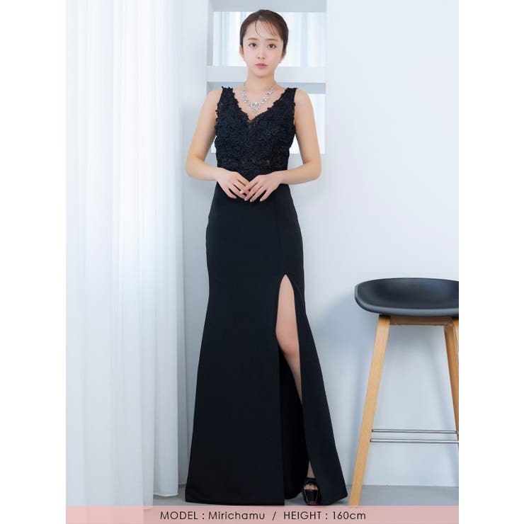 シアー×刺繍トップざっくりスリットタイトロングドレス セクシードレス エレガント… | Tika | 詳細画像11 