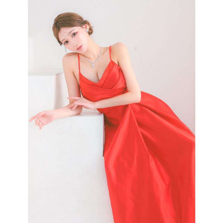 Tika キャバドレス クロスカッティングカシュクールサテンロングドレス | Tika | 詳細画像3 