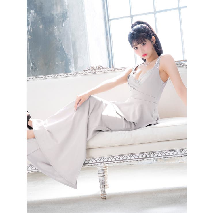 Tika ビジュー付きカシュクールペプラムタイトロングドレス セクシードレス | Tika | 詳細画像4 