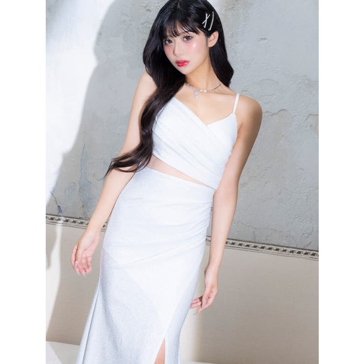 Tika キャミソールスリットラメ入りタイトロングドレス セクシードレス | Tika | 詳細画像1 