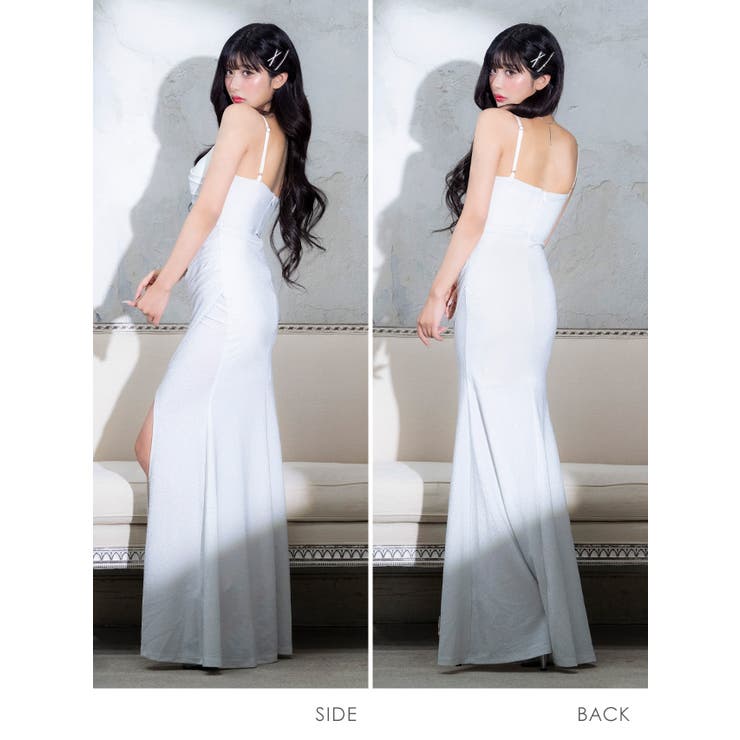 Tika キャミソールスリットラメ入りタイトロングドレス セクシードレス | Tika | 詳細画像6 