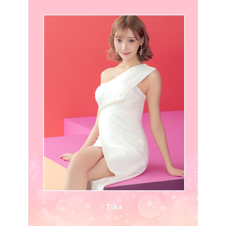 ハートカット×ワンショルダーラップ風ロングドレス タイトドレス 袖なし[品番：XK000011421]｜Tika（ティカ ）のレディースファッション通販｜SHOPLIST（ショップリスト）