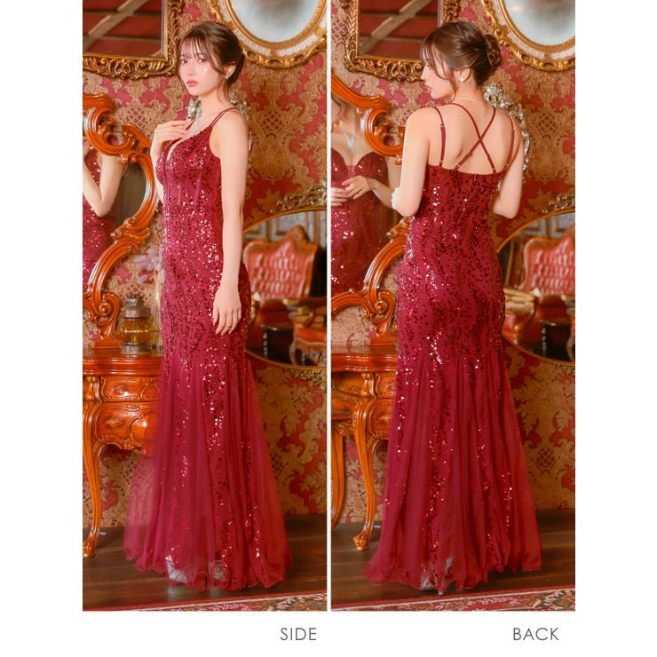 総スパンコールキャミソールタイトロングドレス セクシードレス エレガント | Tika | 詳細画像6 