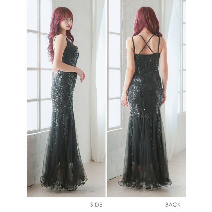 総スパンコールキャミソールタイトロングドレス セクシードレス エレガント | Tika | 詳細画像12 