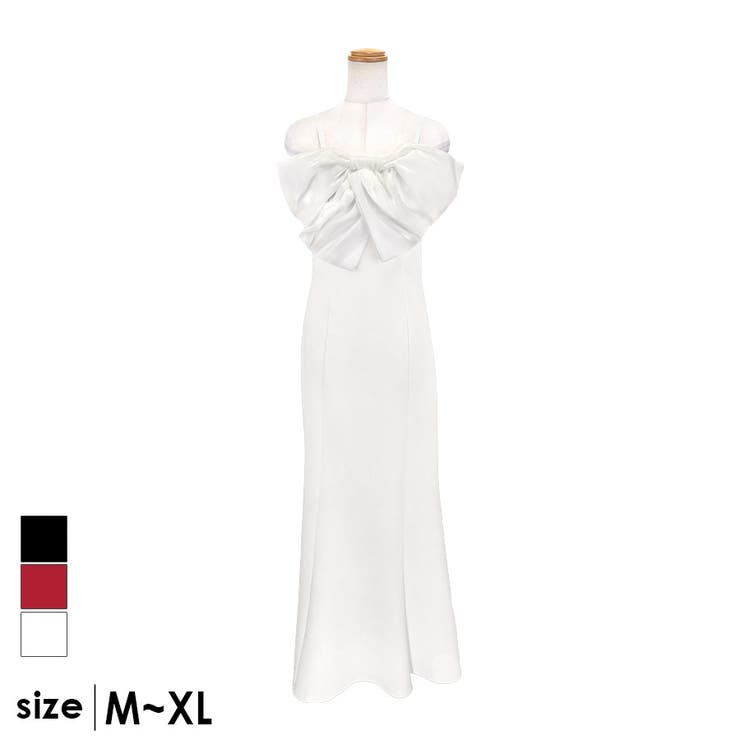ホワイト | Tika バストビッグリボンタイトロングドレス セクシードレス | Tika
