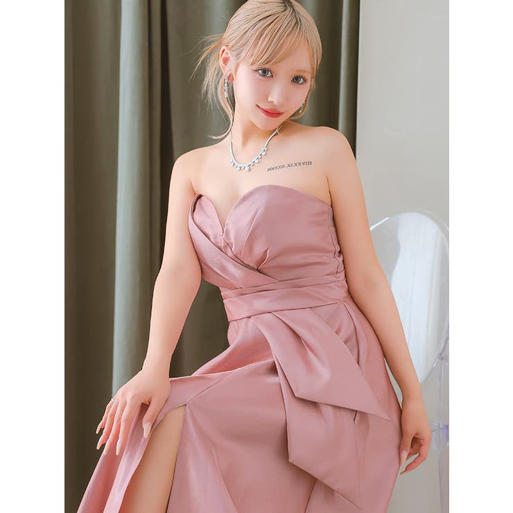ハートカットサテンハイウエストフレアロングドレス ガーリードレス  エレガント[品番：XK000013206]｜Tika（ティカ）のレディースファッション通販｜SHOPLIST（ショップリスト）