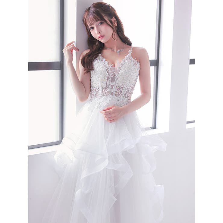 フリルボリュームチュール×バックシャンコードロングドレス セクシードレス | Tika | 詳細画像4 