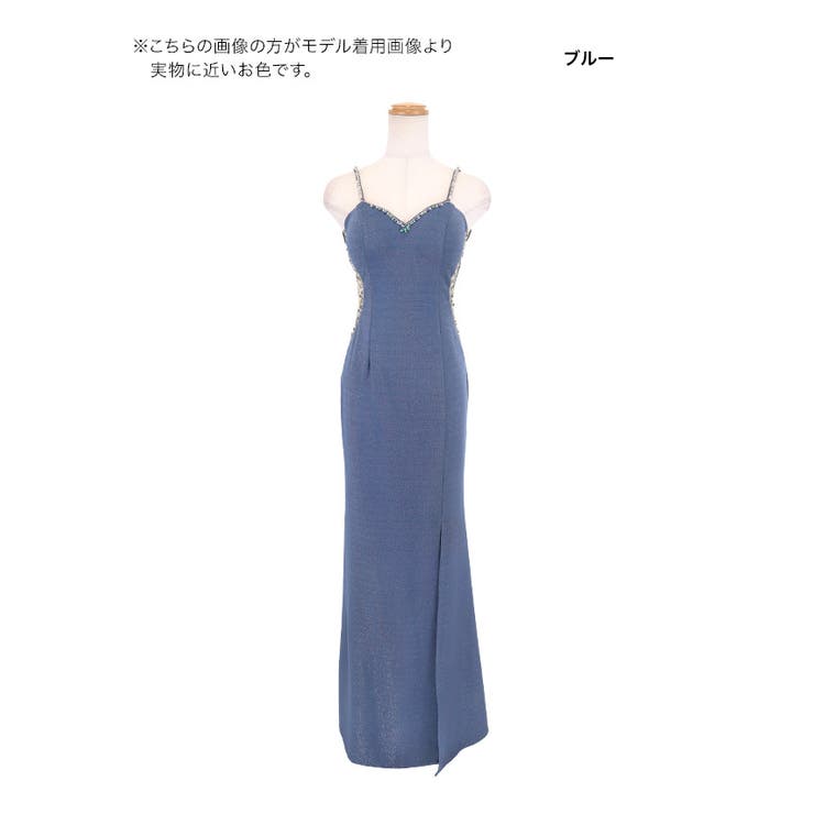 Tika ラメ生地サイドシアービジューラインロングドレス セクシードレス | Tika | 詳細画像8 