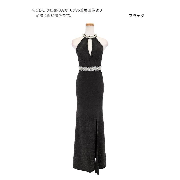 Tika キャバドレス ネックパール付きフロントカットウエストビジューラメ入りマ… | Tika | 詳細画像8 