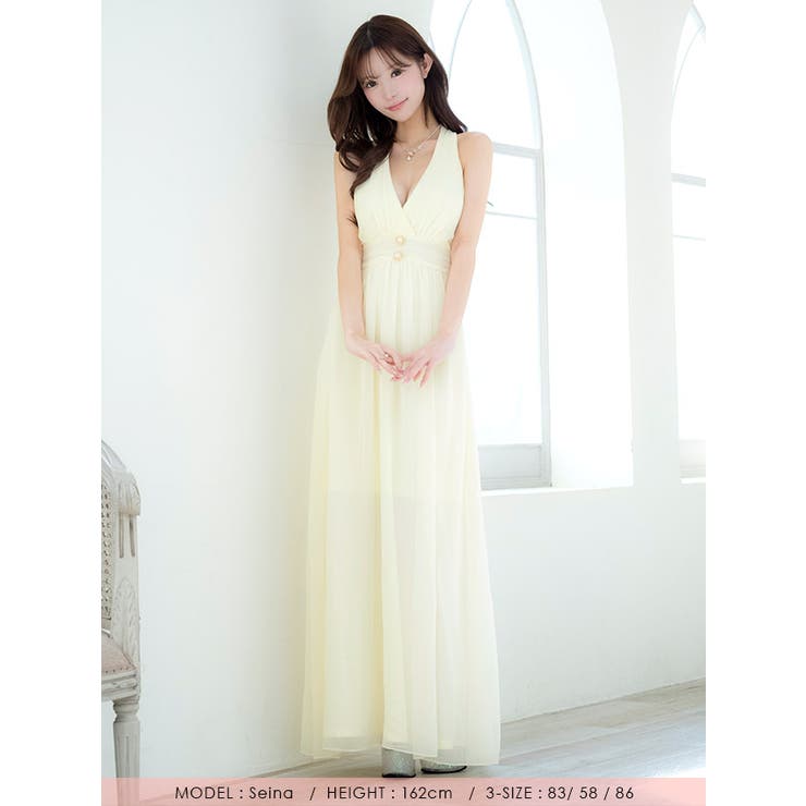 Tika ウエストパールボタンホルターネックシフォンロングドレス セクシードレス | Tika | 詳細画像5 