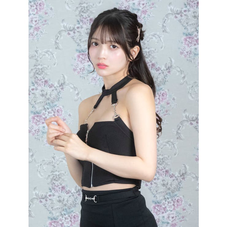 Tika キャバドレス フロントジップチェーンホルダーセットアップロングドレス | Tika | 詳細画像7 