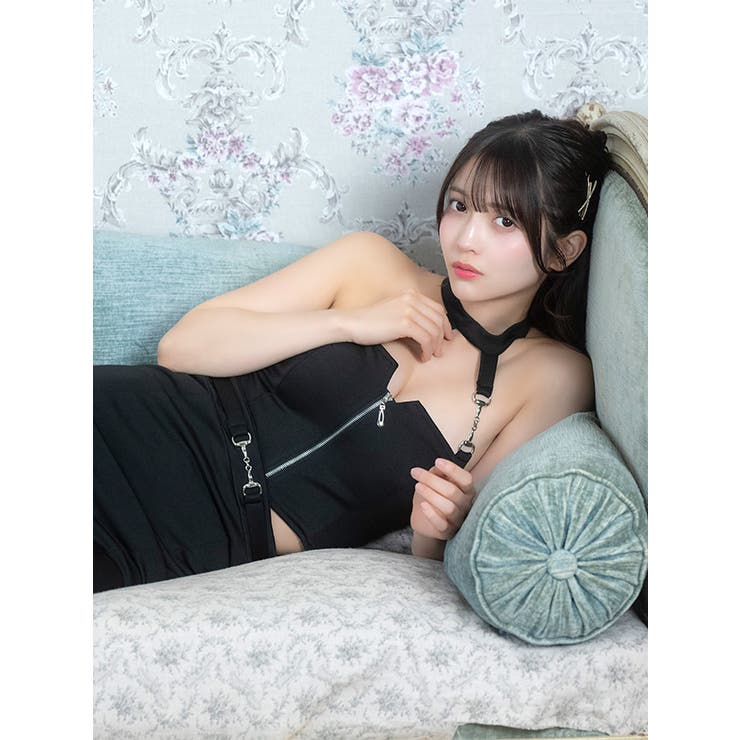Tika キャバドレス フロントジップチェーンホルダーセットアップロングドレス | Tika | 詳細画像9 